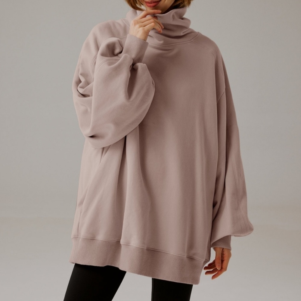 NWT Nap Loungewear Pink Boxy Oversized Turtleneck Sweatshirt Take A Nap